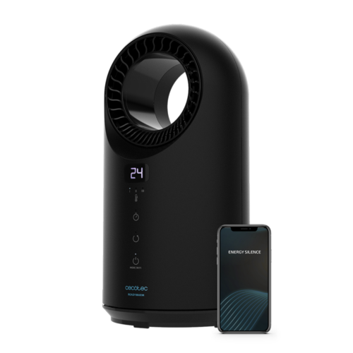 Calefactor vertical sin aspas ReadyWarm 8200 Bladeless de Cecotec color blanco y negro con mando a distancia