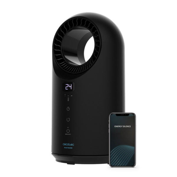 5371 Calefactor vertical sin aspas ReadyWarm 8200 Bladeless de Cecotec color blanco y negro con mando a distancia