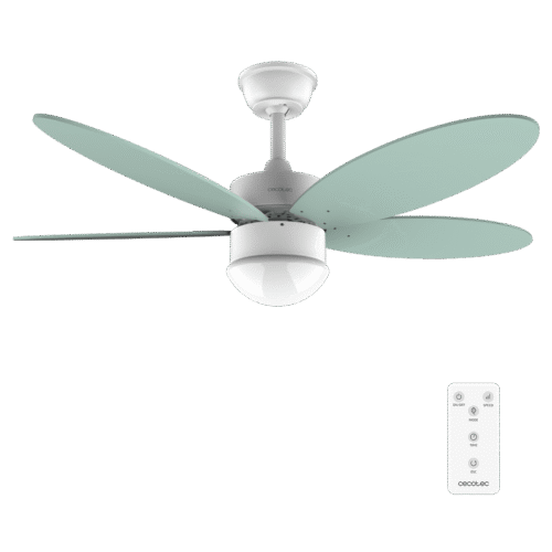Ventilador de techo blanco EnergySilence Aero 3600 Vision Full White vista frontal con luz encendida