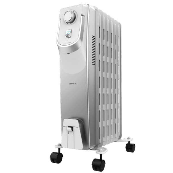 Radiador de aceite Cecotec ReadyWarm 7000 Space de 7 módulos y 1500 W con ruedas y recogecables