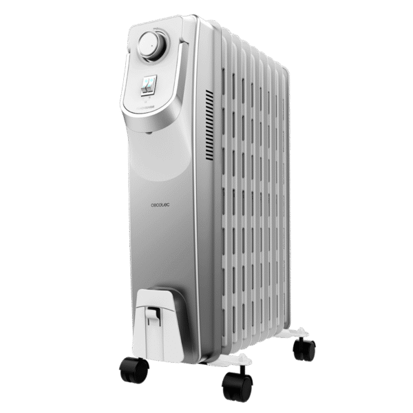Radiador de aceite Cecotec ReadyWarm 7000 Space de 7 módulos y 1500 W con ruedas y recogecables