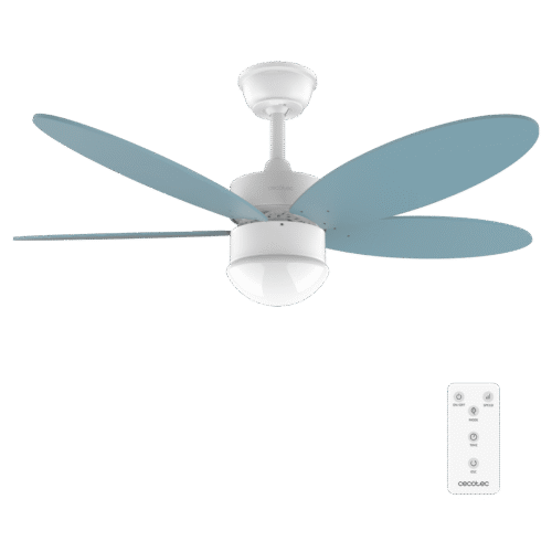 5999 Ventilador de techo blanco EnergySilence Aero 3600 Vision Full White vista frontal con luz encendida
