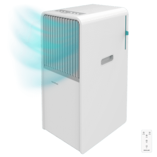 Aire acondicionado portátil blanco Cecotec ForceClima 7100 Soundless vista frontal con panel de control
