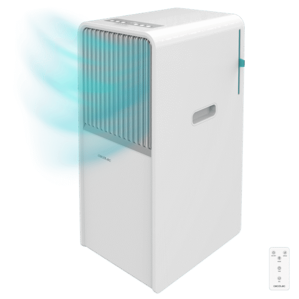 8162 Aire acondicionado portátil blanco Cecotec ForceClima 7100 Soundless vista frontal con panel de control