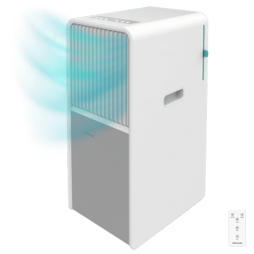 Aire acondicionado portátil blanco Cecotec ForceClima 7100 Soundless vista frontal con panel de control