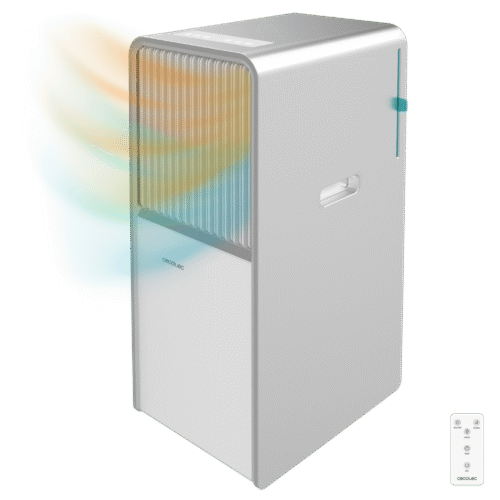 Aire acondicionado portátil blanco Cecotec ForceClima 7100 Soundless vista frontal con panel de control