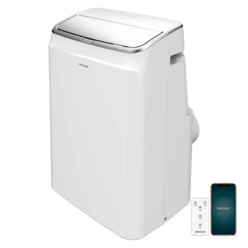 Aire acondicionado portátil blanco Cecotec ForceClima 7100 Soundless vista frontal con panel de control