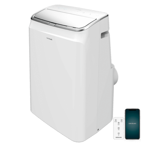 8177 Aire acondicionado portátil blanco Cecotec ForceClima 7100 Soundless vista frontal con panel de control