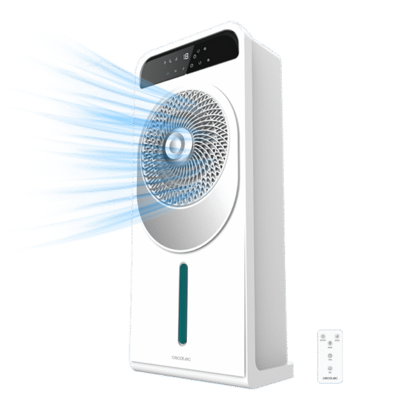 8199 Calefactor vertical sin aspas ReadyWarm 8200 Bladeless de Cecotec color blanco y negro con mando a distancia