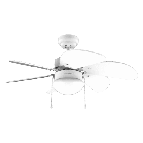 Ventilador de techo blanco EnergySilence Aero 3600 Vision Full White vista frontal con luz encendida