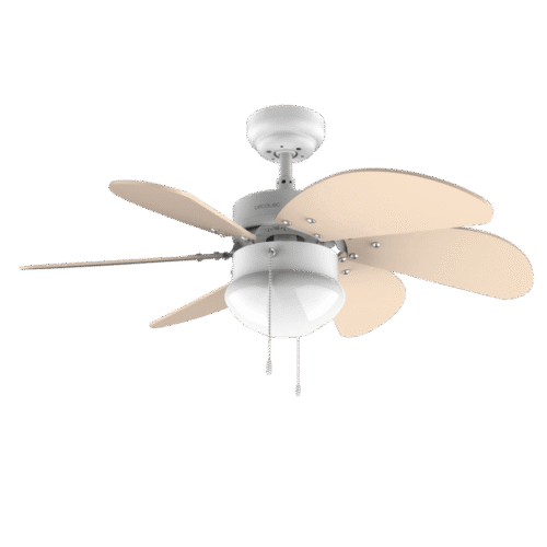 8456 Ventilador de techo blanco EnergySilence Aero 3600 Vision Full White vista frontal con luz encendida