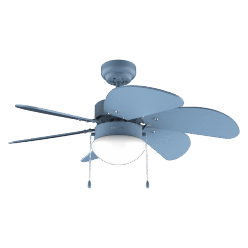 Ventilador de techo blanco EnergySilence Aero 3600 Vision Full White vista frontal con luz encendida