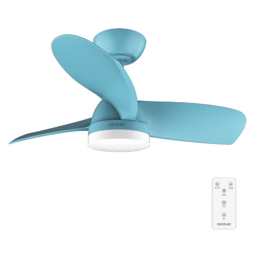 Ventilador de techo blanco EnergySilence Aero 3600 Vision Full White vista frontal con luz encendida