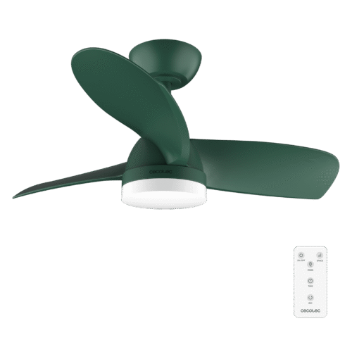 8466 Ventilador de techo blanco EnergySilence Aero 3600 Vision Full White vista frontal con luz encendida