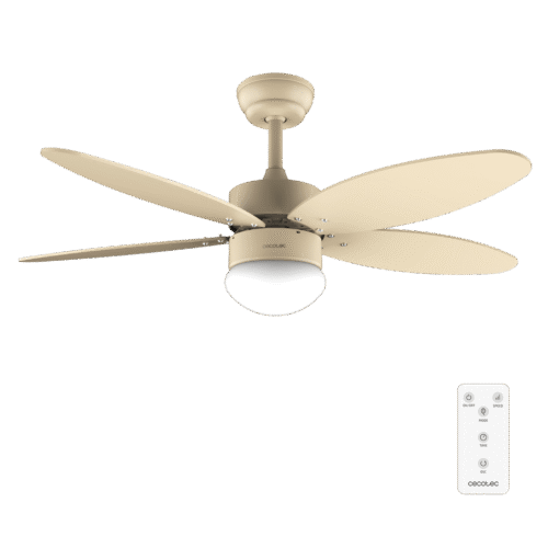 Ventilador de techo blanco EnergySilence Aero 3600 Vision Full White vista frontal con luz encendida