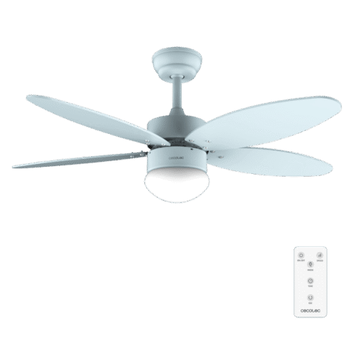 Ventilador de techo blanco EnergySilence Aero 3600 Vision Full White vista frontal con luz encendida
