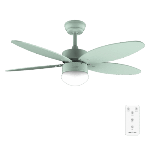 Ventilador de techo blanco EnergySilence Aero 3600 Vision Full White vista frontal con luz encendida