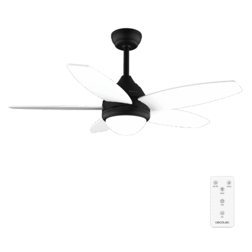 Ventilador de techo blanco EnergySilence Aero 3600 Vision Full White vista frontal con luz encendida