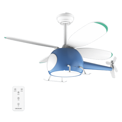 Ventilador de techo EnergySilence 4800 Light White con luz LED encendida y mando a distancia