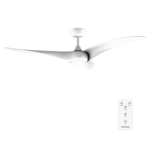 Ventilador de techo EnergySilence 4800 Light White con luz LED encendida y mando a distancia