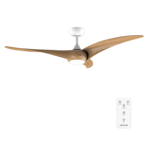 Ventilador de techo EnergySilence 4800 Light White con luz LED encendida y mando a distancia