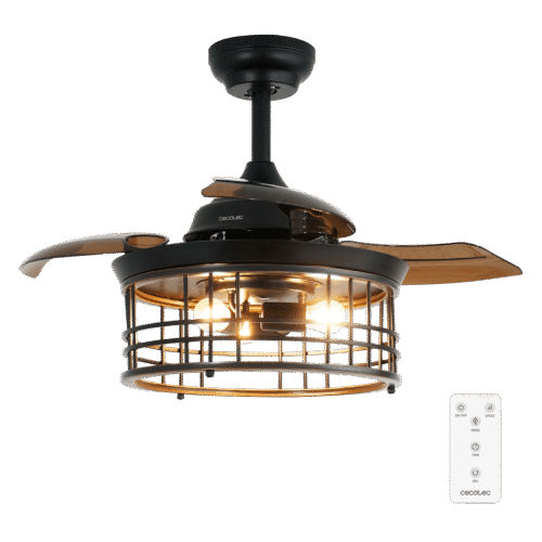 Ventilador de techo EnergySilence 4800 Light White con luz LED encendida y mando a distancia