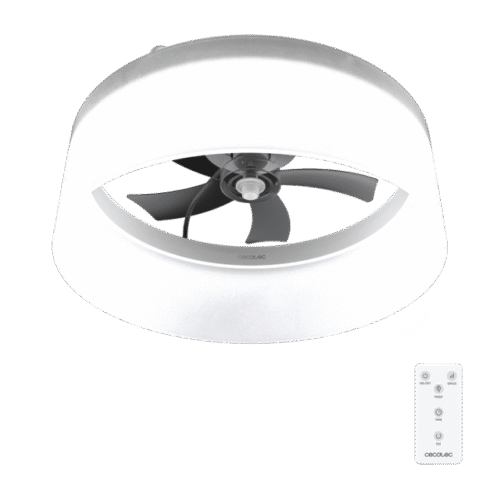 Ventilador de techo EnergySilence 4800 Light White con luz LED encendida y mando a distancia