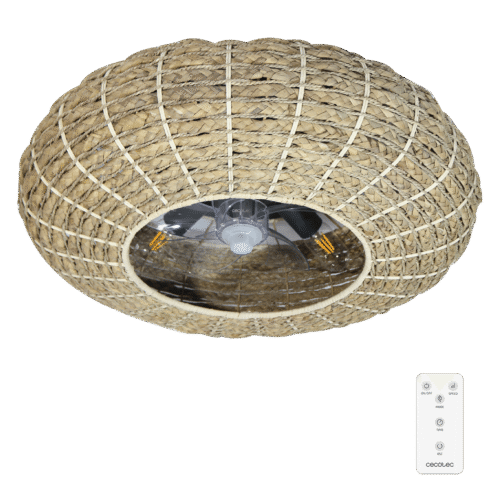 Ventilador de techo EnergySilence 4800 Light White con luz LED encendida y mando a distancia