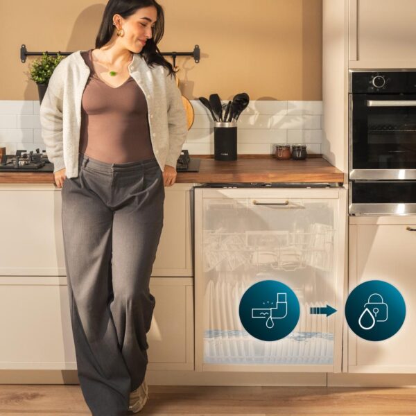 Imagen 8 Lavavajillas integrable Bolero Aguazero 6502 Full-BI C con motor Inverter Plus, 14 cubiertos, eficiencia energética C y sistema de tercera bandeja superior.