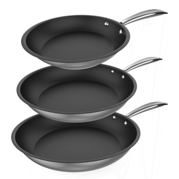 Vista frontal del Set de 6 cuchillos Cecotec Swiss Chef color negro con hojas de acero inoxidable y revestimiento cerámico en su caja original