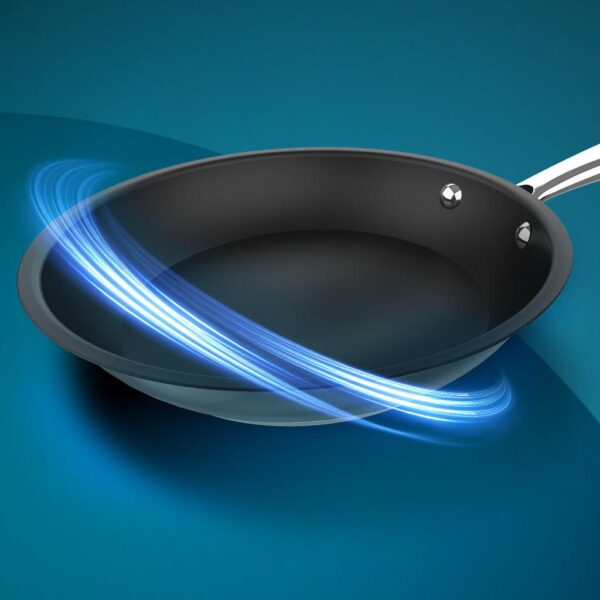 Imagen 4 Set de sartenes de acero inoxidable 18/10 con diámetros de 20, 24 y 28 cm. Revestimiento antiadherente, mangos remachados y aptas para inducción y horno.