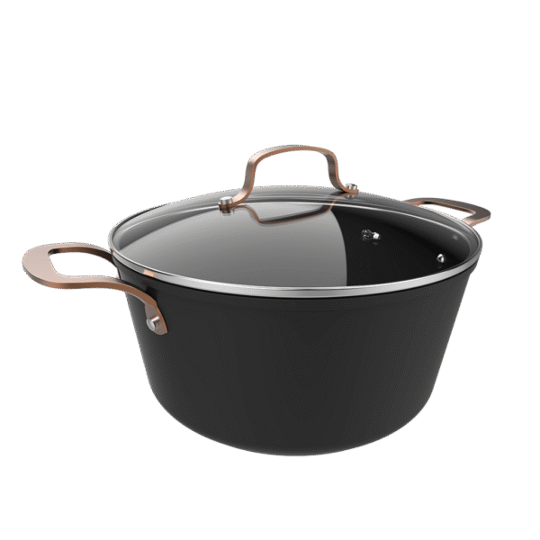 Vista frontal del Set de 6 cuchillos Cecotec Swiss Chef color negro con hojas de acero inoxidable y revestimiento cerámico en su caja original