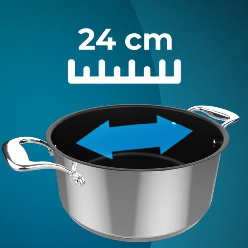 Imagen 2 Olla Polka Classy 24 Pot Steel de acero inoxidable 18/10. Capacidad de 4 L y 24 cm de diámetro. Apta para todas las cocinas, inducción y con tapa de cristal.