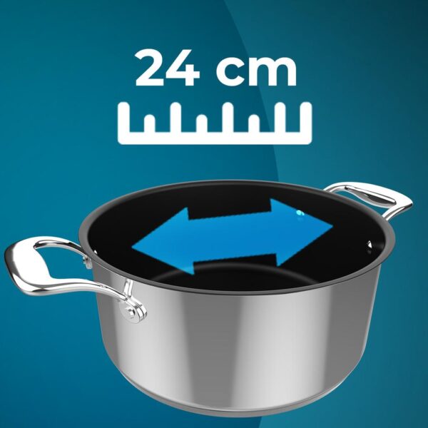 Imagen 2 Olla Polka Classy 24 Pot Steel de acero inoxidable 18/10. Capacidad de 4 L y 24 cm de diámetro. Apta para todas las cocinas, inducción y con tapa de cristal.