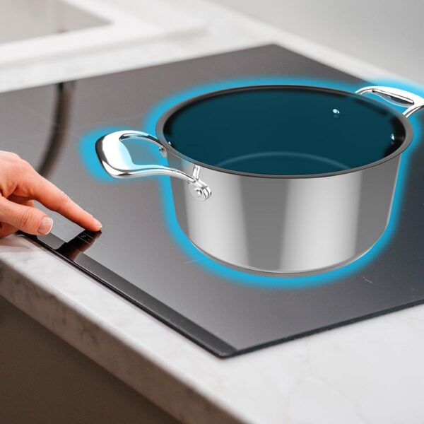 Imagen 7 Olla Polka Classy 24 Pot Steel de acero inoxidable 18/10. Capacidad de 4 L y 24 cm de diámetro. Apta para todas las cocinas, inducción y con tapa de cristal.