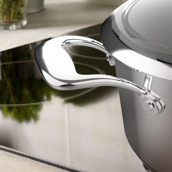 Imagen 5 Olla de acero inoxidable 18/10 de 28 cm y 7,5 L. Incluye tapa de cristal, revestimiento antiadherente y es apta para todas las cocinas, incluida inducción.