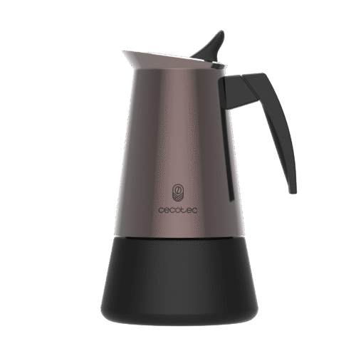 118-Imagen-2 Imagen 2 Cafetera italiana Piccolina 900 Bronze de acero inoxidable para 10 tazas. Compatible con inducción, gas y vitrocerámica. Diseño elegante y duradero.