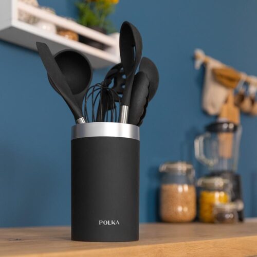 Imagen 2 Set de 9 utensilios de cocina Cecotec Polka Excellence Force de silicona y nylon. Mangos efecto madera y acabado Soft Touch para proteger el menaje.