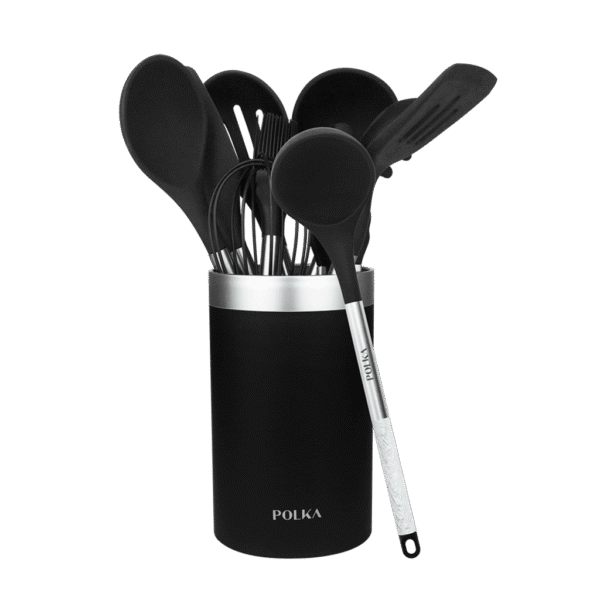 Vista frontal del Set de 6 cuchillos Cecotec Swiss Chef color negro con hojas de acero inoxidable y revestimiento cerámico en su caja original