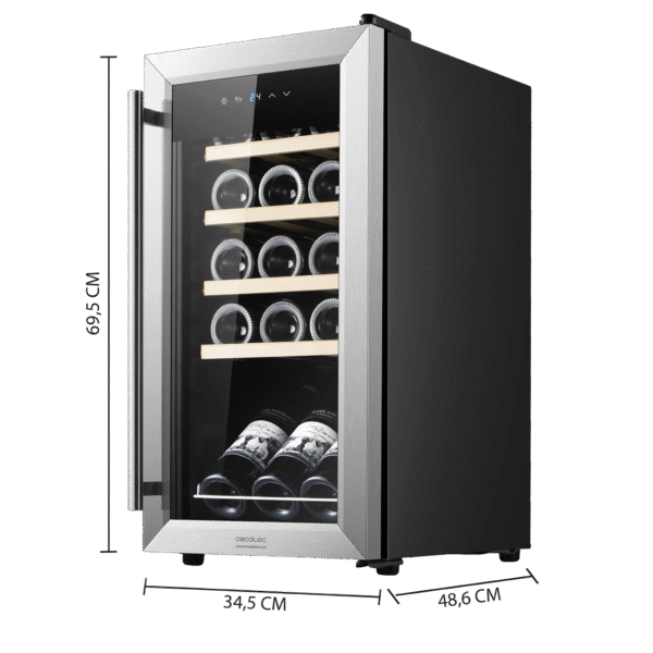 Imagen 3 Vinoteca GrandSommelier 1550 Inox Compressor para 15 botellas. Sistema de compresor, control táctil y temperatura regulable de 5-18ºC con diseño elegante inox.