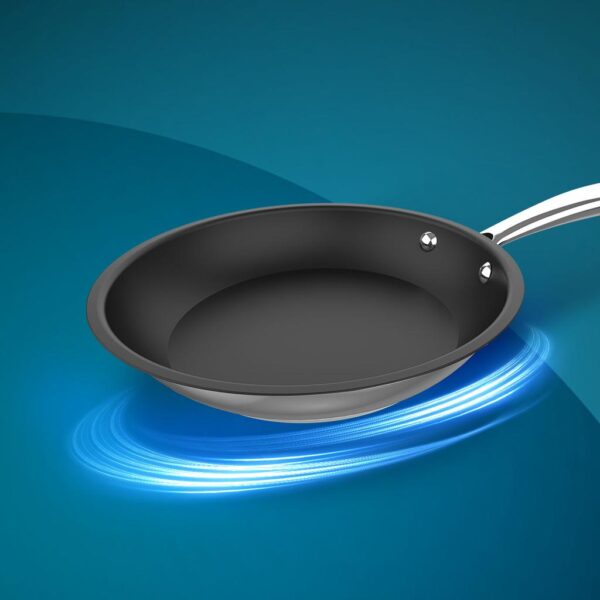 1290-Imagen-3 Imagen 3 Sartén de 20 cm fabricada en acero inoxidable 18/10 con revestimiento antiadherente. Fondo difusor apto para todas las cocinas y mango remachado resistente.