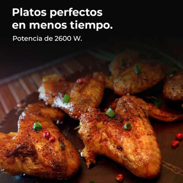 Imagen 6 Horno integrable Cecotec Bolero Hexa C134500 de 56L y 2800W. Diseño Glass Black, eficiencia energética clase A y 4 funciones de cocción para recetas perfectas.