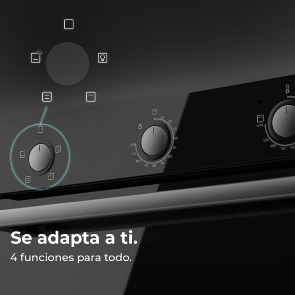 Imagen 8 Horno integrable Cecotec Bolero Hexa C134500 de 56L y 2800W. Diseño Glass Black, eficiencia energética clase A y 4 funciones de cocción para recetas perfectas.