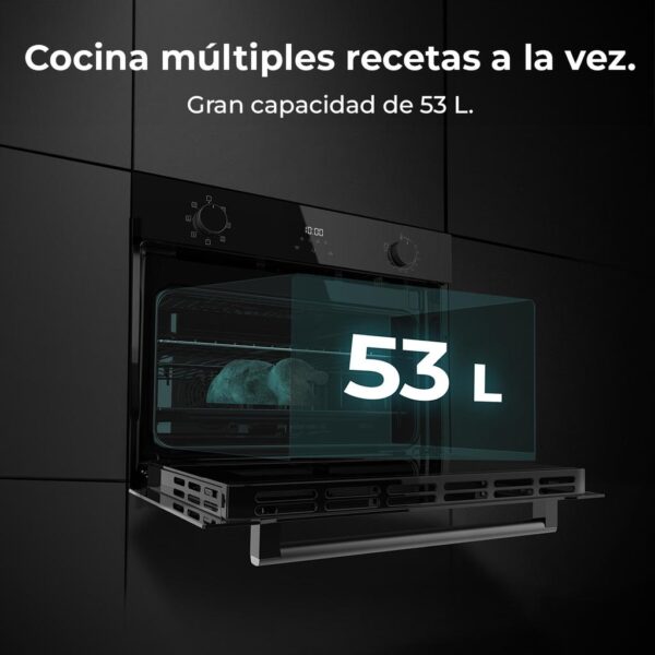 Imagen 4 Horno integrable Cecotec de 53L y 2600W. Con 7 funciones, Steam Assist y diseño Glass Black. Eficiencia energética clase A para una cocina profesional.