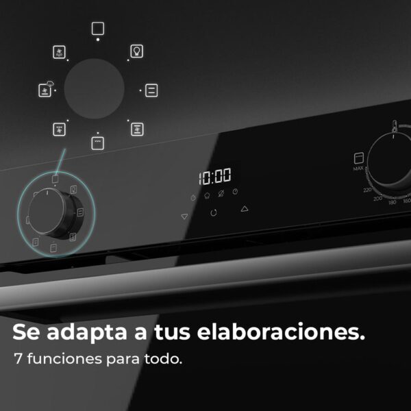 Imagen 7 Horno integrable Cecotec de 53L y 2600W. Con 7 funciones, Steam Assist y diseño Glass Black. Eficiencia energética clase A para una cocina profesional.