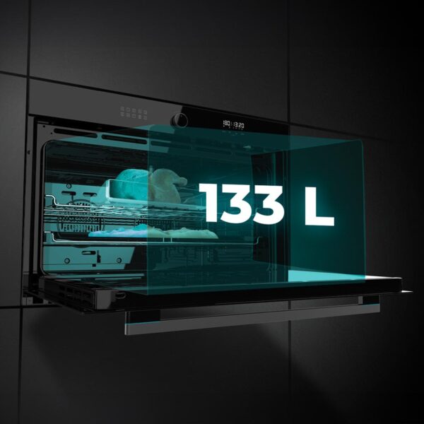 1335-Imagen-6 Imagen 6 Horno Cecotec Bolero Hexa AF319000 Glass Black de 133L con Airfryer Master, Pizza Master y Steam Assist. Cocción uniforme y limpieza Steam EasyClean Clase A.