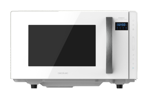 Imagen 2 Microondas Cecotec GrandHeat 2300 Flatbed Touch White de 23L y 800W. Tecnología sin plato, 8 funciones preconfiguradas y diseño elegante en color blanco.