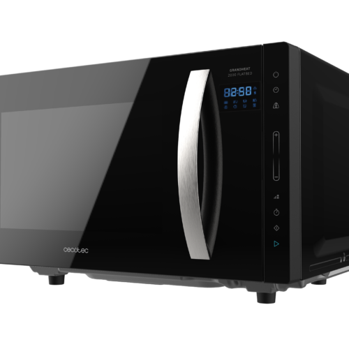 Vista frontal del microondas digital Cecotec Proclean 2500 con panel de control táctil y mando giratorio