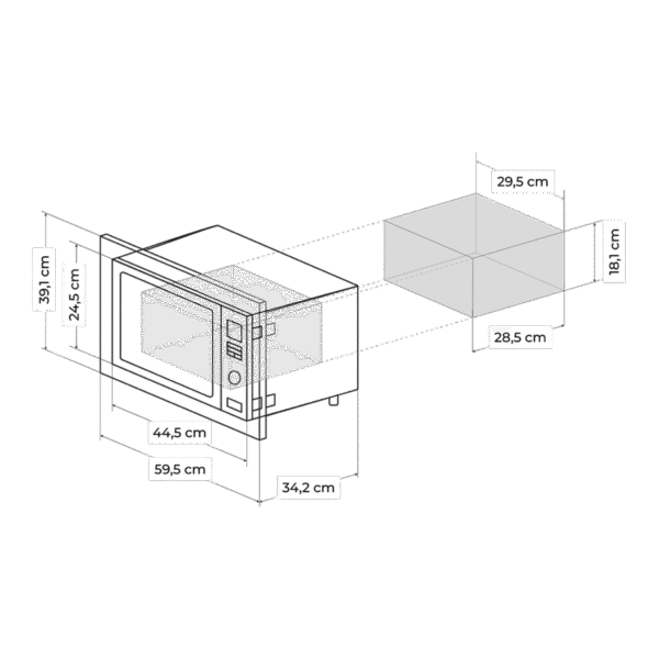 Imagen 8 Microondas digital encastrable de 20L con 700W, grill y 9 funciones. Diseño elegante en color negro con panel intuitivo y modo de inicio rápido Quick Start.