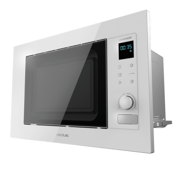 Vista frontal del microondas digital Cecotec Proclean 2500 con panel de control táctil y mando giratorio